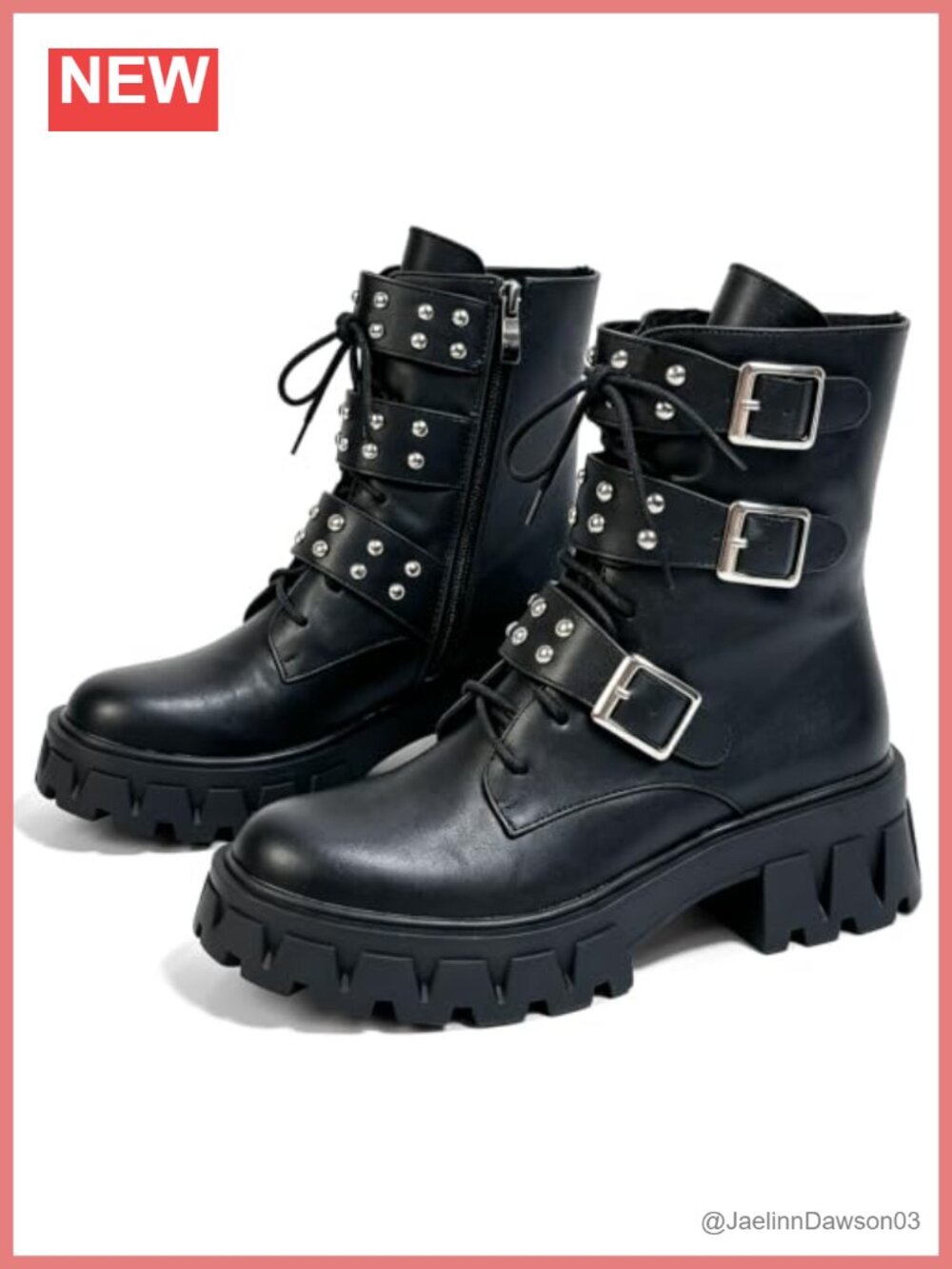 Platform Combat Boots Goth Chunky Heeled Motorcycle Booties